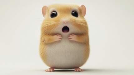 Canvas Print - A surprised-looking cartoon hamster with a round body and large eyes.