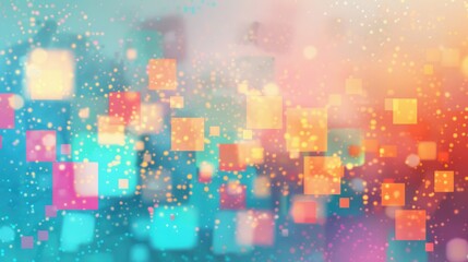 Poster - A dynamic blend of glittering squares creates an abstract background filled with vibrant colors and lively patterns