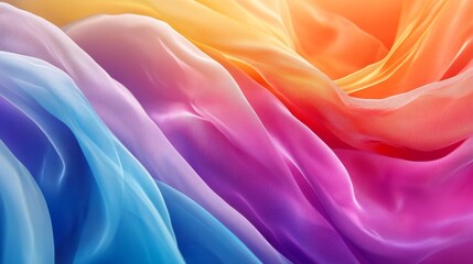 Poster - Colorful flowing silk fabric layers, abstract art