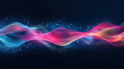 Poster - Soft waves of neon light blend colors beautifully against a dark backdrop, evoking a sense of movement and energy in the atmosphere