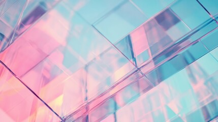 Poster - Colorful pink glass structures interact with light, producing a visually captivating arrangement that enhances the surrounding atmosphere