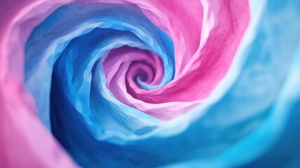 Poster - The composition features an intricate spiral design in shades of blue and pink, inviting viewers into its flowing depths