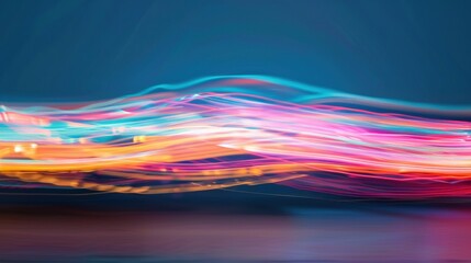 Poster - Vibrant streaks of color dance across a dark backdrop, creating an abstract visual of movement and energy in the evening