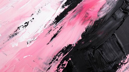 Poster - This artwork showcases dynamic pink and black brushstrokes, inviting viewers to explore the depths of abstract expressionism and creativity
