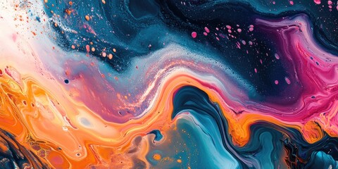Poster - Abstract modern painting featuring vibrant colors and textures creating a dynamic digital background illustration