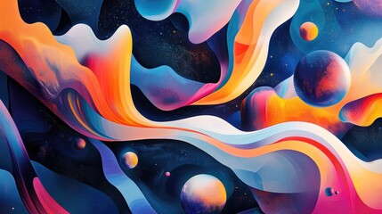 Aufkleber - Vibrant abstract background featuring surreal shapes and colors