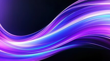 Wall Mural - Abstract Purple and Blue Wave Pattern on Black Background