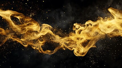 Golden smoke and sparkles on a black background.