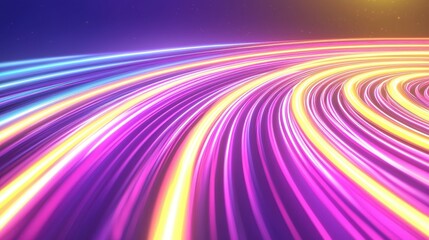 Sticker - Abstract Purple and Yellow Neon Light Streaks Background