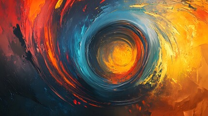 Eye-catching abstract art with swirling lines and vibrant hues, ideal for an inspiring office environment