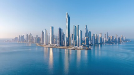 Wall Mural - Modern Skyscrapers on a Waterfront City Skyline