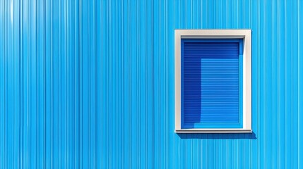 Sticker - Blue Metal Wall with Window and Shutters