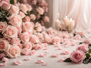 Poster - roses in soft pink color wedding design background