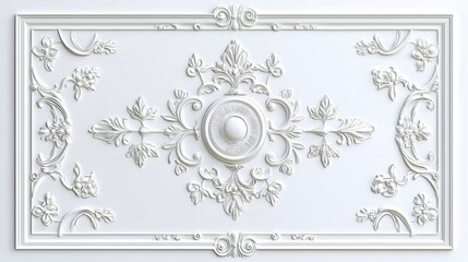 Sticker - Ornate White Ceiling Medallion with Floral Design