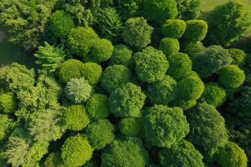 Wall Mural - Top-down Observation of Thick Greenery on a Clear Background