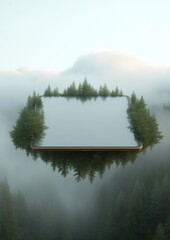 Poster - Minimalist Tablet with Growing Tree Canopy Reflecting Nature and Technology in Modern Design