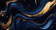 © ShinneProject - Abstract blue and gold liquid swirl with glitter.