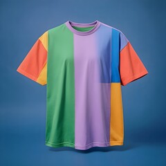 Mockup of Colorful Oversized T Shirt with Front and Back Views on Isolated Studio Backdrop