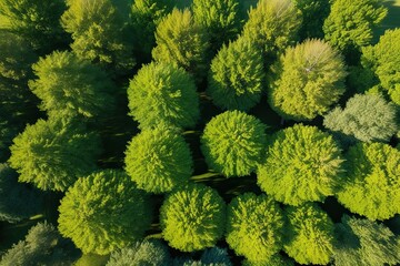 Wall Mural - Aerial View of Vibrant Green Trees on Clean Background