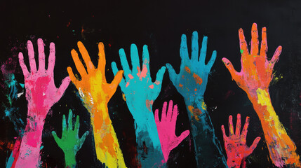 Wall Mural - Colorful Hands Up.