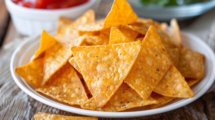 Golden nachos isolated on white