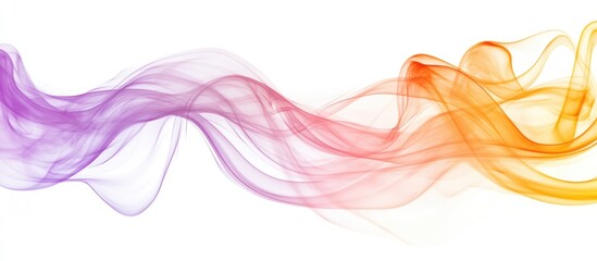 Wall Mural - Colorful abstract wave smoke against a white backdrop