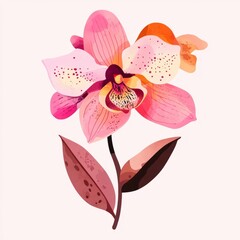 A vibrant and delicate pink orchid flower, showcasing intricate petals and beautiful colors against a soft background.