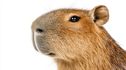 Sticker - Close up Portrait of a Capybara s Face Isolated on White Background