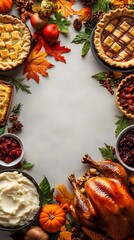 Thanksgiving Dinner Food Border with Copy Space