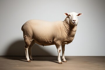 Wall Mural - Isolated Sheep on White Background in Farm Animal Collection