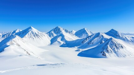 Poster - Majestic Snowy Mountain Range with Blue Sky