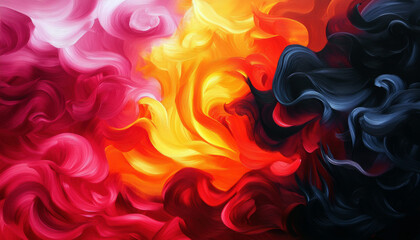 Poster - A painting of a flame with red, yellow, and black colors