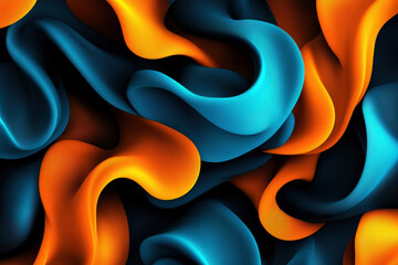 Aufkleber - The image is a colorful abstract piece with blue and orange swirls