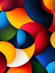 Poster - A colorful abstract painting with many different colored circles