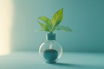 environmental protection, renewable, sustainable energy sources. plant growing in the bulb concept.s
