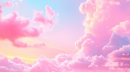 Sticker - Dreamy Pastel Pink Cloudscape Sky Background