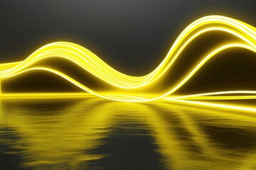 Sticker - Vibrant Yellow Neon Waves in Motion for Dynamic Visual Effects