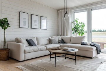 Wall Mural - A modern Scandinavian-inspired design for a living room or home.