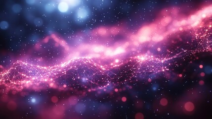 Poster - Abstract Cosmic Landscape with Pink and Blue Nebula