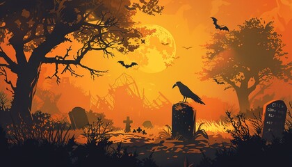 Old cemetery halloween background