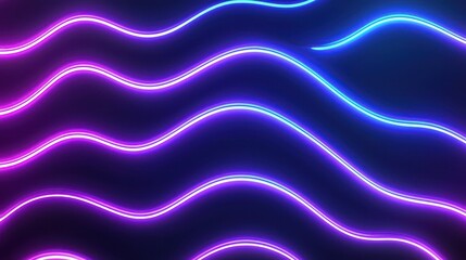 Wall Mural - Abstract Neon Light Background with Purple and Blue Glowing Lines