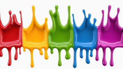 Canvas Print - Colorful Paint Dripping Isolated on White Background