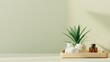 © Peter@studio5 - A soft, elegant image of spa oils and diffusers on a wooden tray, spa oils, diffusers, wooden tray
