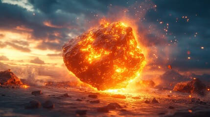 Wall Mural - Fiery Meteorite Crash