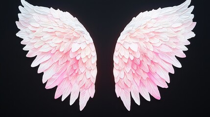 Sticker - Pink Angel Wings on Black Background