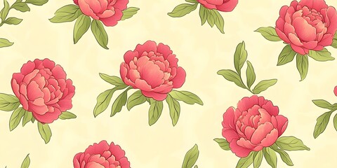 Canvas Print - Pink Peony Floral Pattern