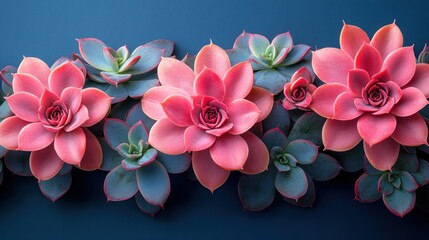 Poster - Succulents Arrangement on Blue Background