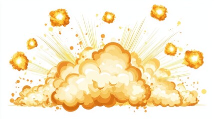 Sticker - Cartoon Explosion Effect  Comic Book Style  Yellow Smoke  White Background