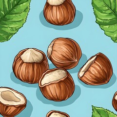 Wall Mural - Hazelnut seamless pattern