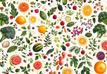 Fresh Fruit and Veggie Pattern